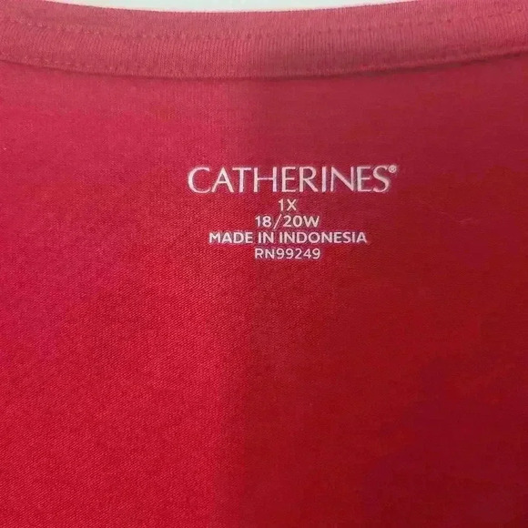 Catherines Beaded Christmas Tree Top Pullover Knit Red Holiday Size 1X - Picture 4 of 5